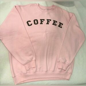 Pink Sweatshirt with Coffee Print